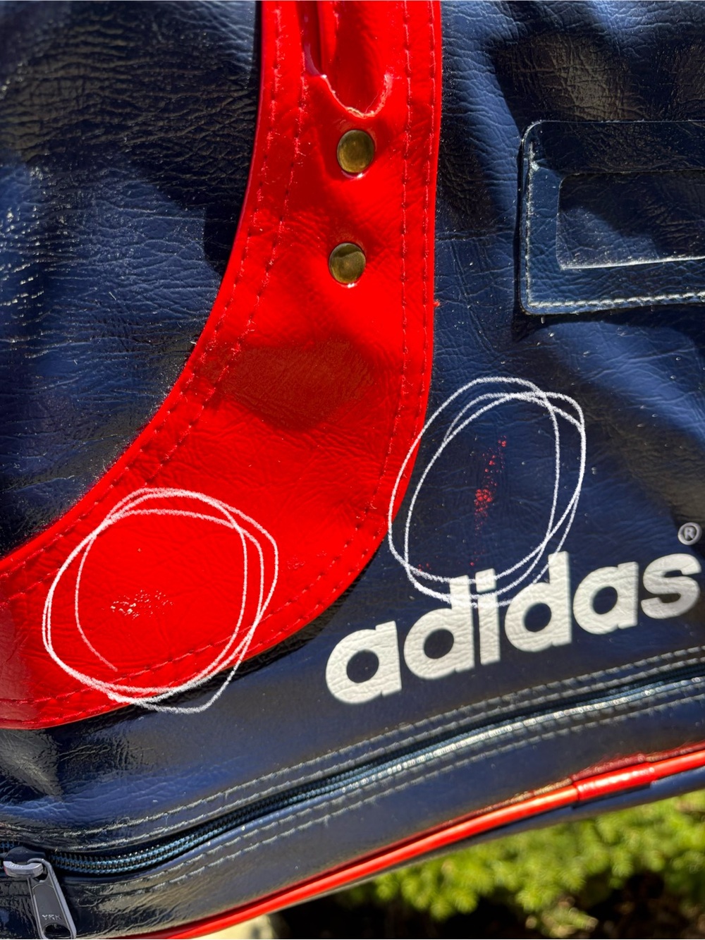 Rare Vintage adidas Navy and Red Patent Bowling Tote, 1970’s retro - Picture 3 of 5